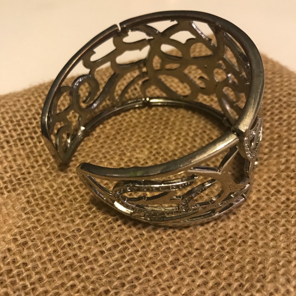 Silver and cz diamond bangle